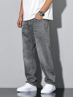 Daniel - Men's Classic Straight-Leg Jeans with Faded Denim Wash
