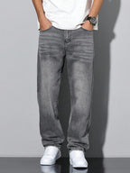 Daniel - Men's Classic Straight-Leg Jeans with Faded Denim Wash