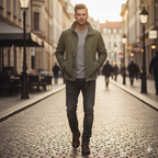 Daniel - Men's Structured Collar Utility Jacket with Zip Front