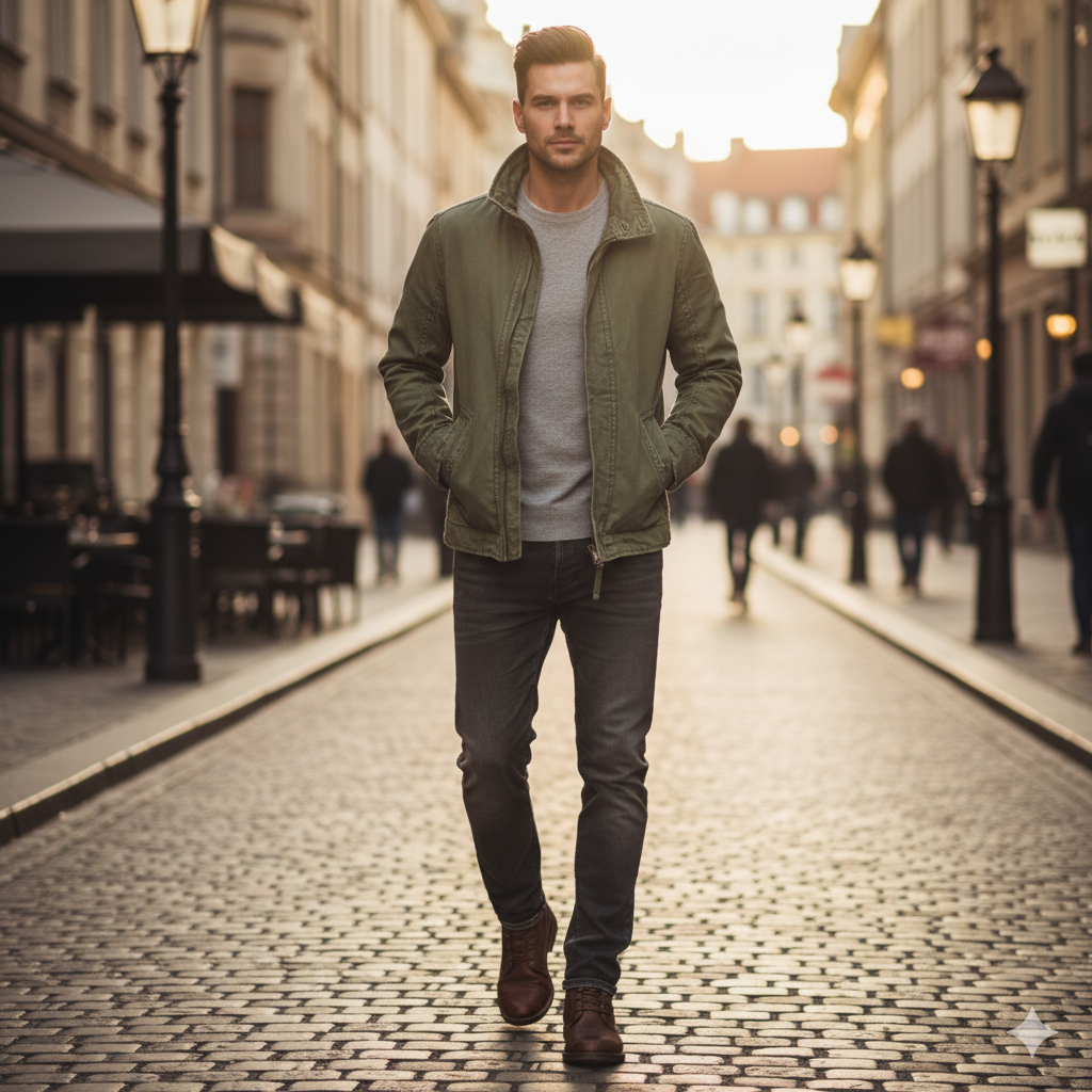 Daniel - Men's Structured Collar Utility Jacket with Zip Front
