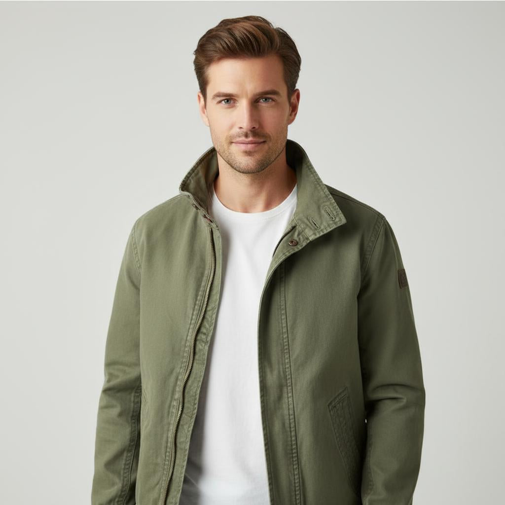 Daniel - Men's Structured Collar Utility Jacket with Zip Front