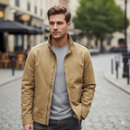 Daniel - Men's Structured Collar Utility Jacket with Zip Front