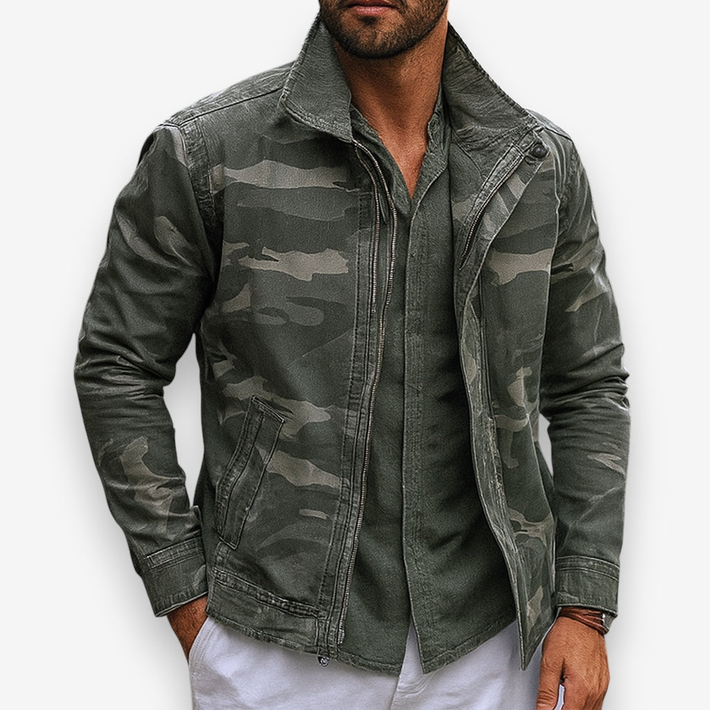 Daniel - Men's Structured Collar Utility Jacket with Zip Front