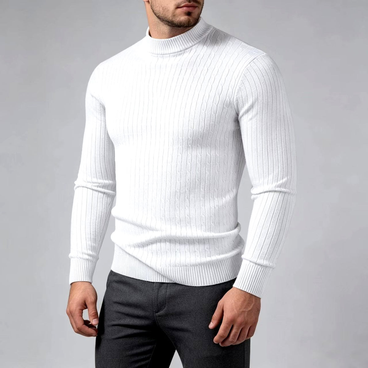 Daniel -  Men's Ribbed Mock Neck Sweater 2