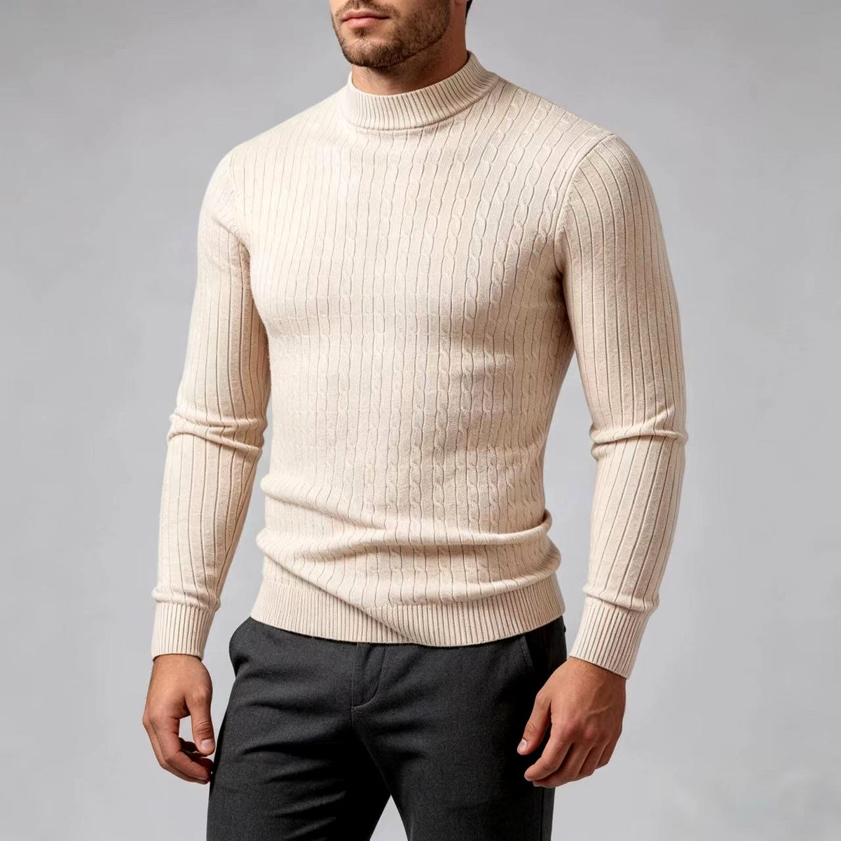 Daniel -  Men's Ribbed Mock Neck Sweater 3