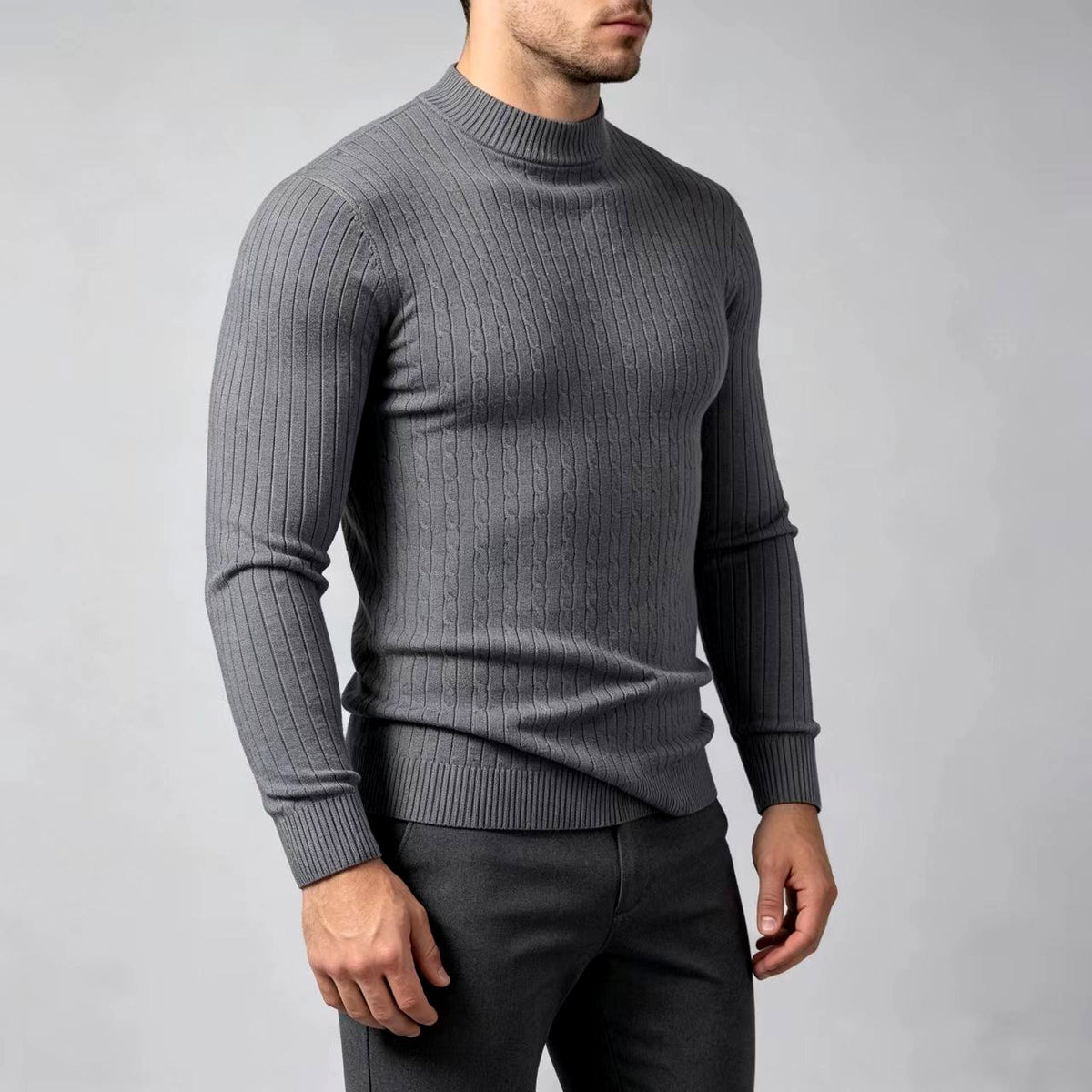 Daniel -  Men's Ribbed Mock Neck Sweater 4