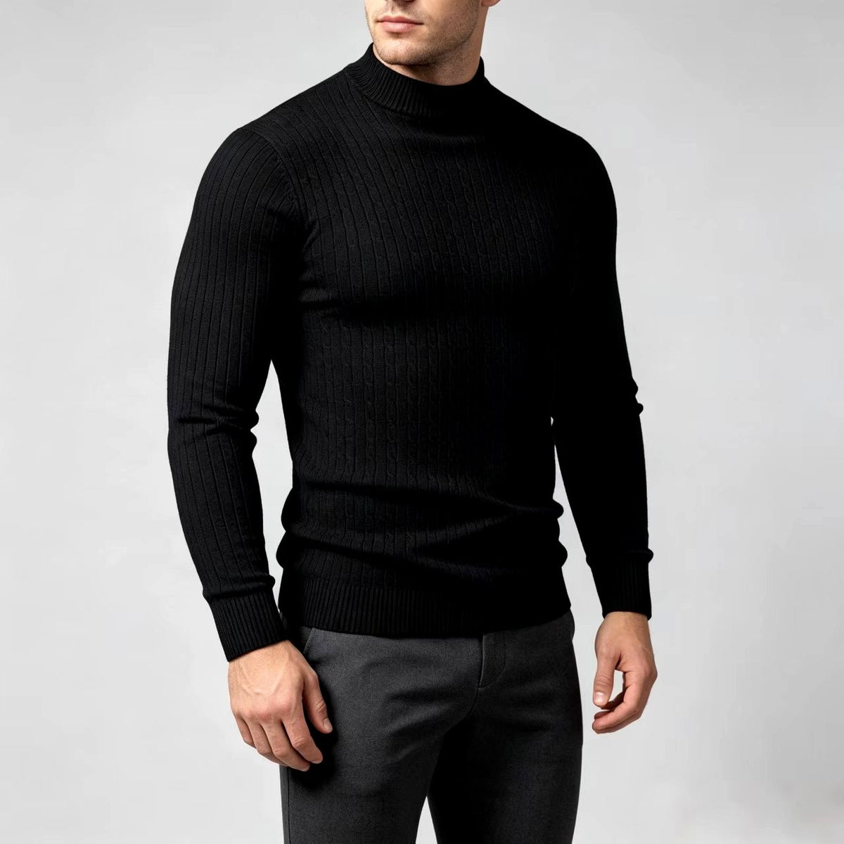 Daniel -  Men's Ribbed Mock Neck Sweater 5