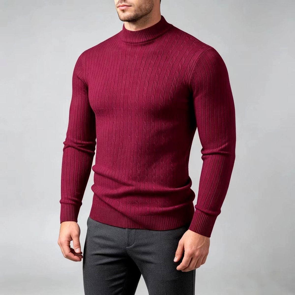 Daniel -  Men's Ribbed Mock Neck Sweater 6