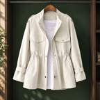 Daphne - Women's Drawstring-Waist Cargo Rain Jacket