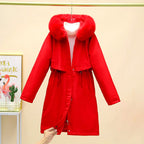 Daphne - Women's Fur Trim Hooded Parka Coat 6