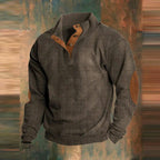 Dare - Men's Ribbed Patch Button Neck Sweater 4