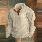 Dare - Men's Ribbed Patch Button Neck Sweater 5