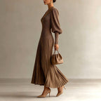 Darla - Women's Tailored V-Neck Balloon-Sleeve Evening Dress 3