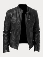 Dashawn - Men's Zip-Front Leather Jacket with Chest Pockets