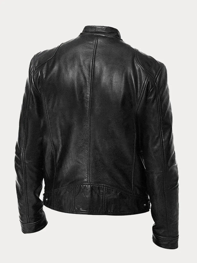 Dashawn - Men's Zip-Front Leather Jacket with Chest Pockets