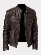 Dashawn - Men's Zip-Front Leather Jacket with Chest Pockets