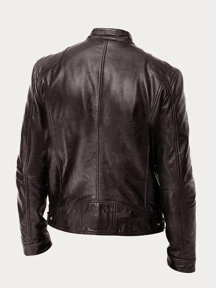 Dashawn - Men's Zip-Front Leather Jacket with Chest Pockets
