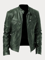 Dashawn - Men's Zip-Front Leather Jacket with Chest Pockets