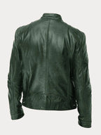 Dashawn - Men's Zip-Front Leather Jacket with Chest Pockets