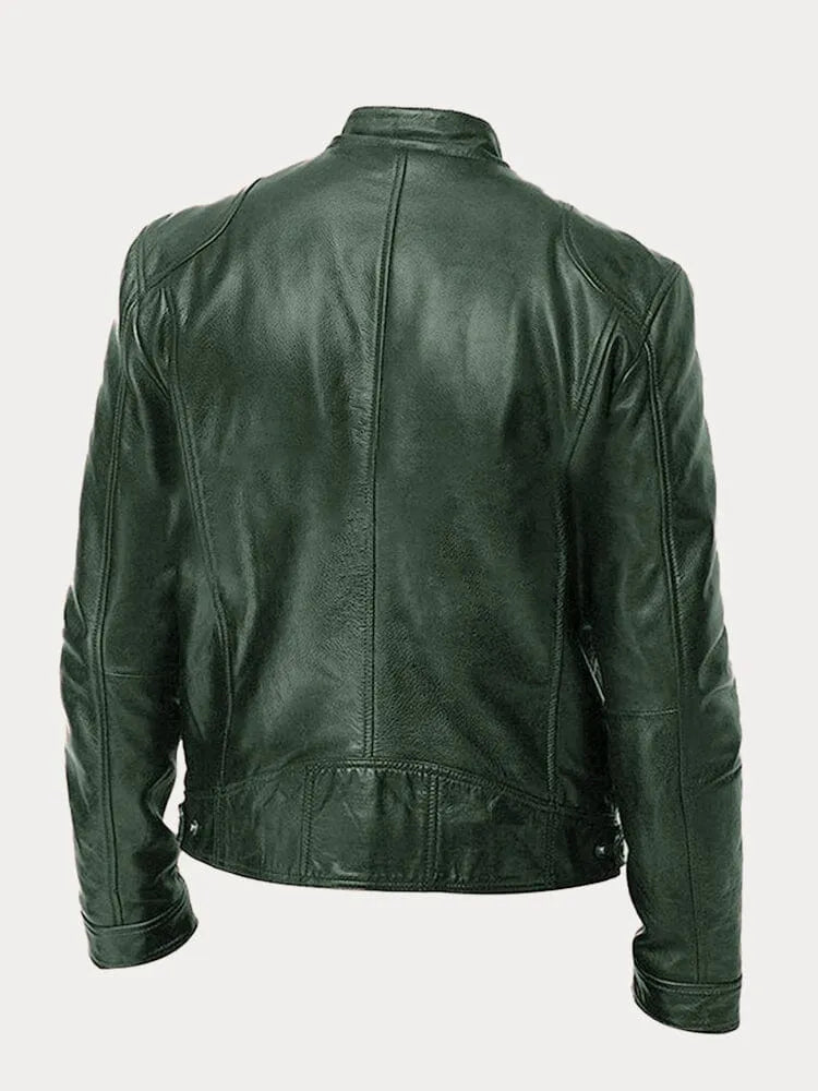 Dashawn - Men's Zip-Front Leather Jacket with Chest Pockets