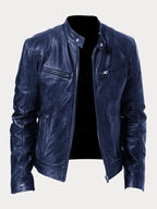 Dashawn - Men's Zip-Front Leather Jacket with Chest Pockets
