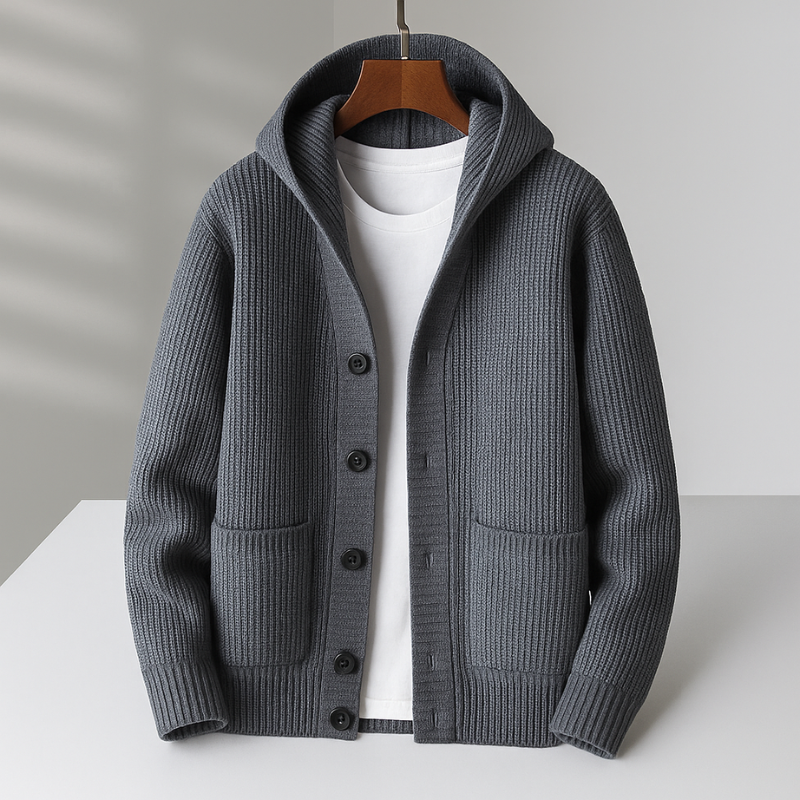 Dashiell - Men's Hooded Ribbed Cardigan