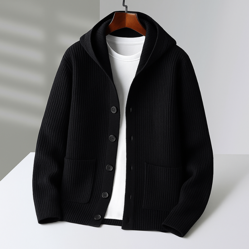 Dashiell - Men's Hooded Ribbed Cardigan