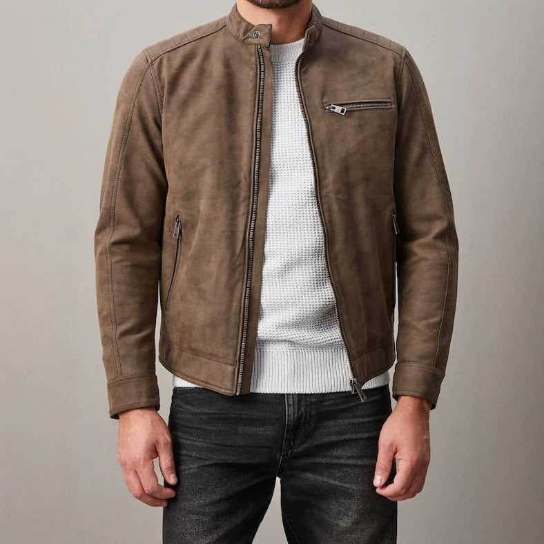 David - Men's Classic Stand-Collar Faux Suede Jacket 1