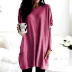 Davina - Women's Round Neck Oversized Long Sweater 1