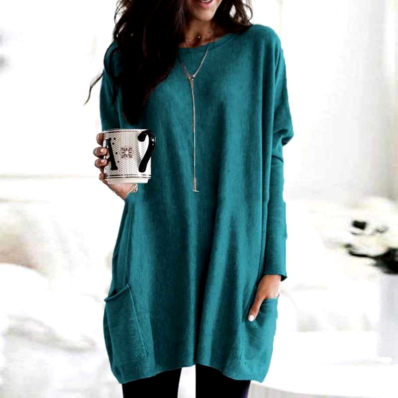 Davina - Women's Round Neck Oversized Long Sweater 5
