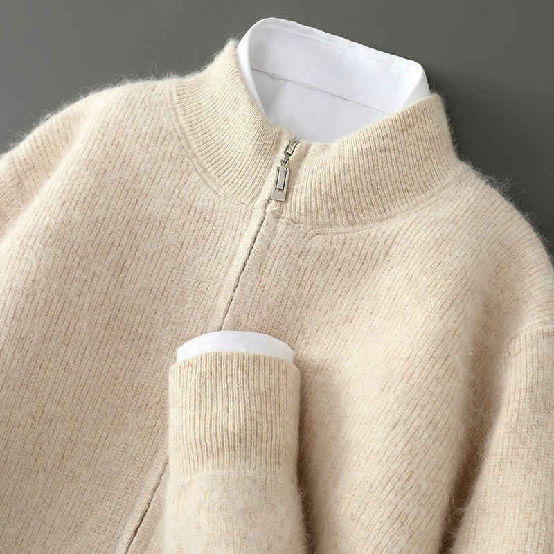 Dawson - Men's Wool Ribbed Zip-Neck Sweater 4