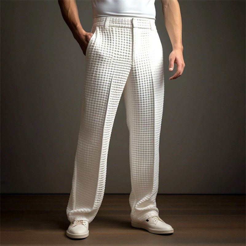 Dean - Men's Textured Pleated Straight Leg Pants 1