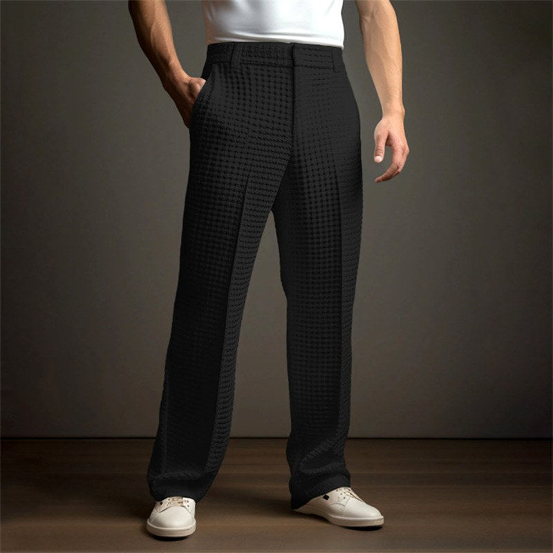 Dean - Men's Textured Pleated Straight Leg Pants 2