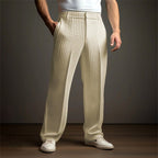 Dean - Men's Textured Pleated Straight Leg Pants 3