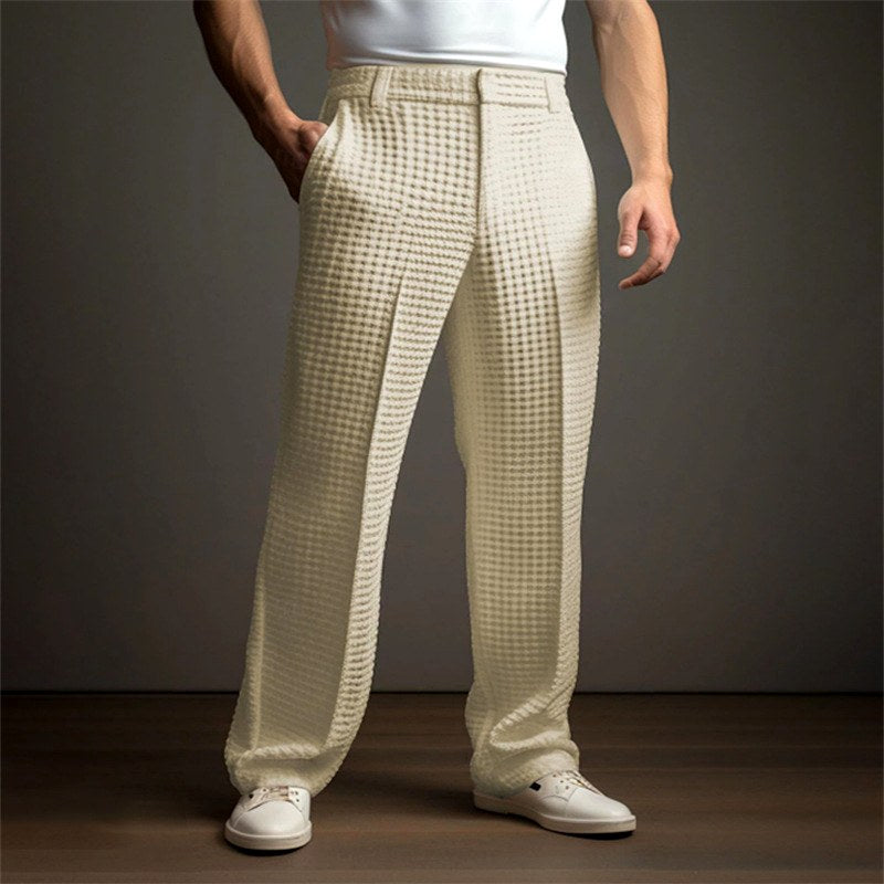 Dean - Men's Textured Pleated Straight Leg Pants 3