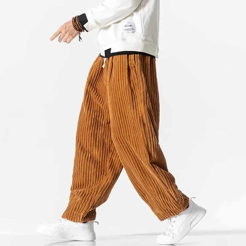 Declan - Men's Corduroy Drawstring Wide Leg Summer Pants 6