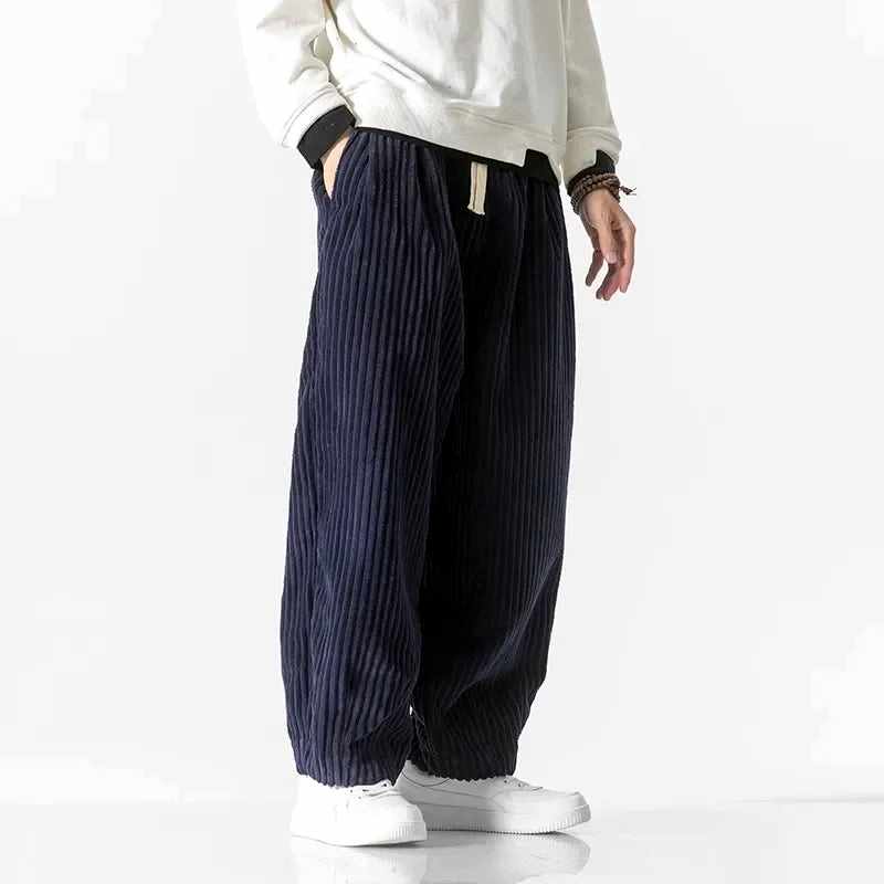 Declan - Men's Corduroy Drawstring Wide Leg Summer Pants 8