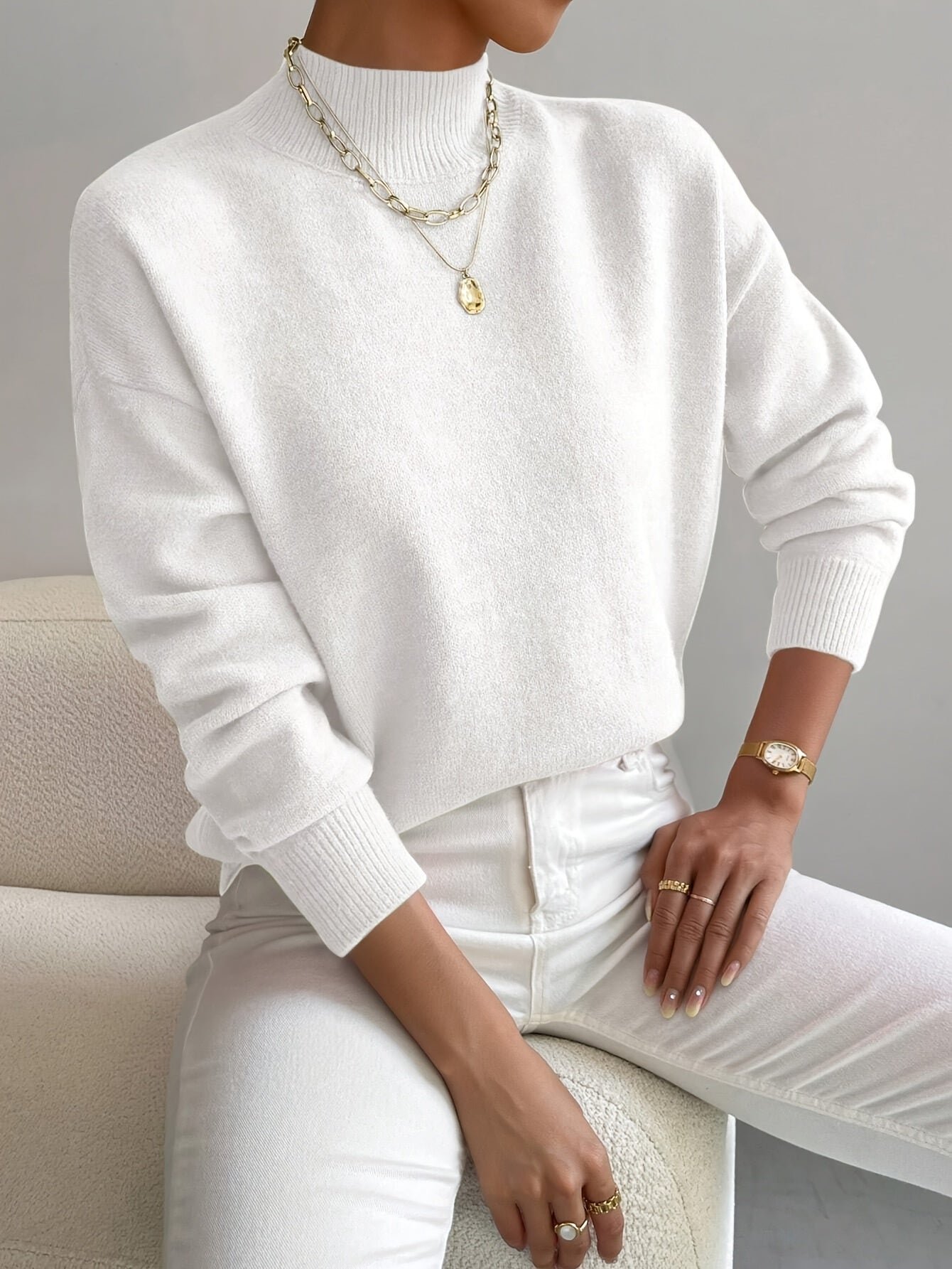 Delilah - Women's Mock Neck Pullover Sweater