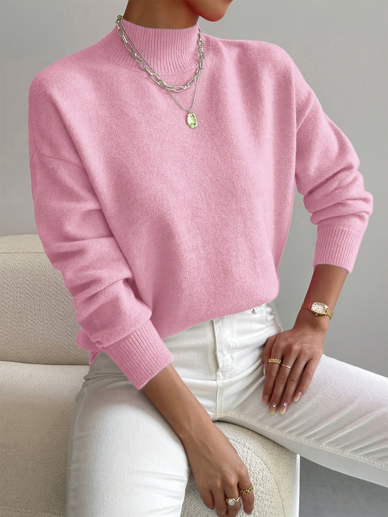 Delilah - Women's Mock Neck Pullover Sweater