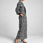 Delilah - Women's Tweed Cropped Blazer & Wide Leg Pants Set 3