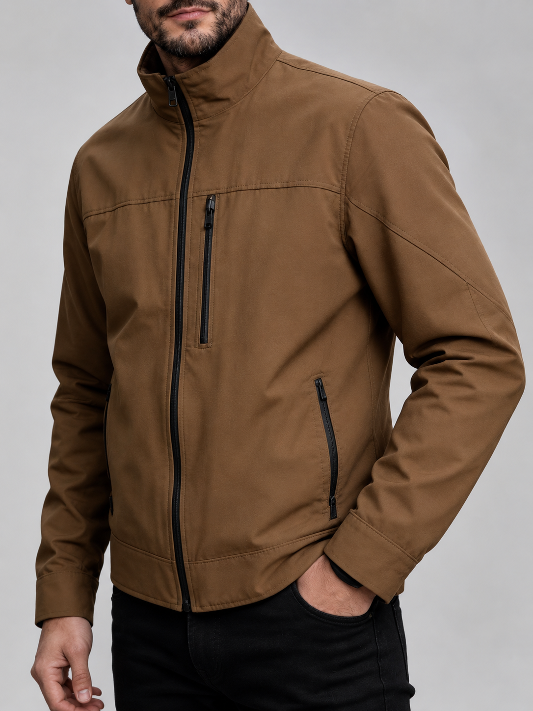 Denver - Men's Stand Collar Zip-Front Rain Jacket 1