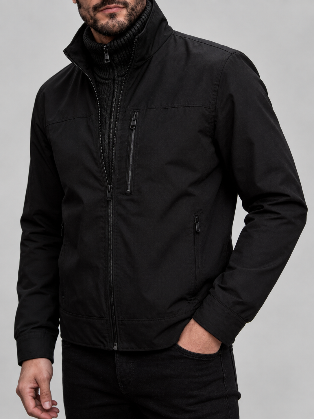 Denver - Men's Stand Collar Zip-Front Rain Jacket 3