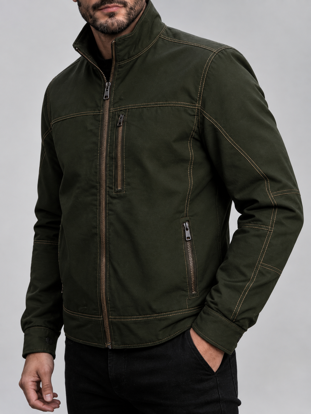 Denver - Men's Stand Collar Zip-Front Rain Jacket 4
