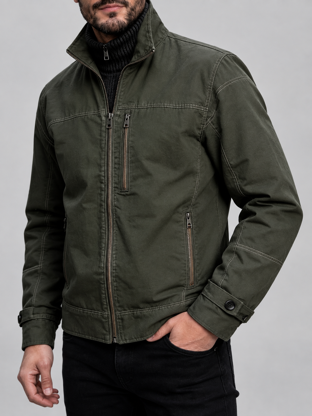 Denver - Men's Stand Collar Zip-Front Rain Jacket 2