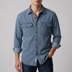 Desmond - Men's Striped Button-Front Denim Shirt