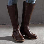 Devi - Women's Block Heel Knee-High Buckle Boots 4