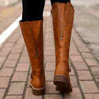 Devi - Women's Block Heel Knee-High Buckle Boots 7