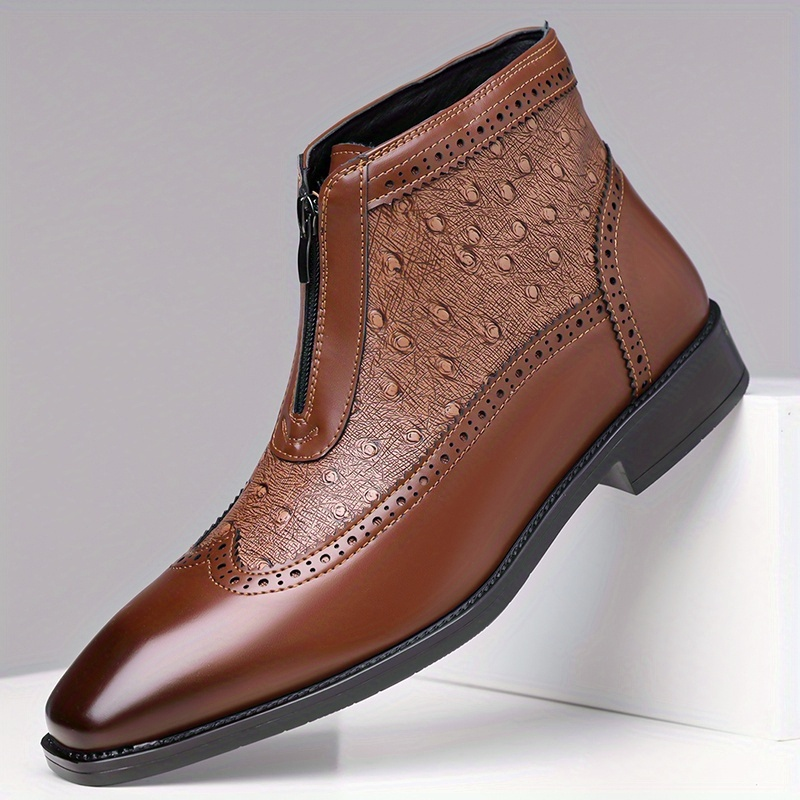 Devin - Men's Brogue Zip Ankle Boots