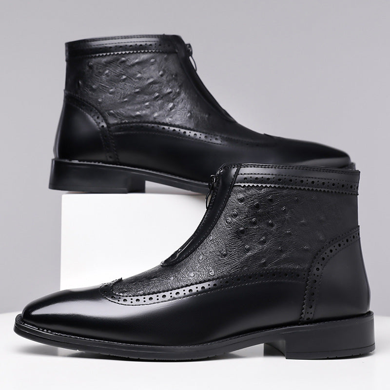 Devin - Men's Brogue Zip Ankle Boots