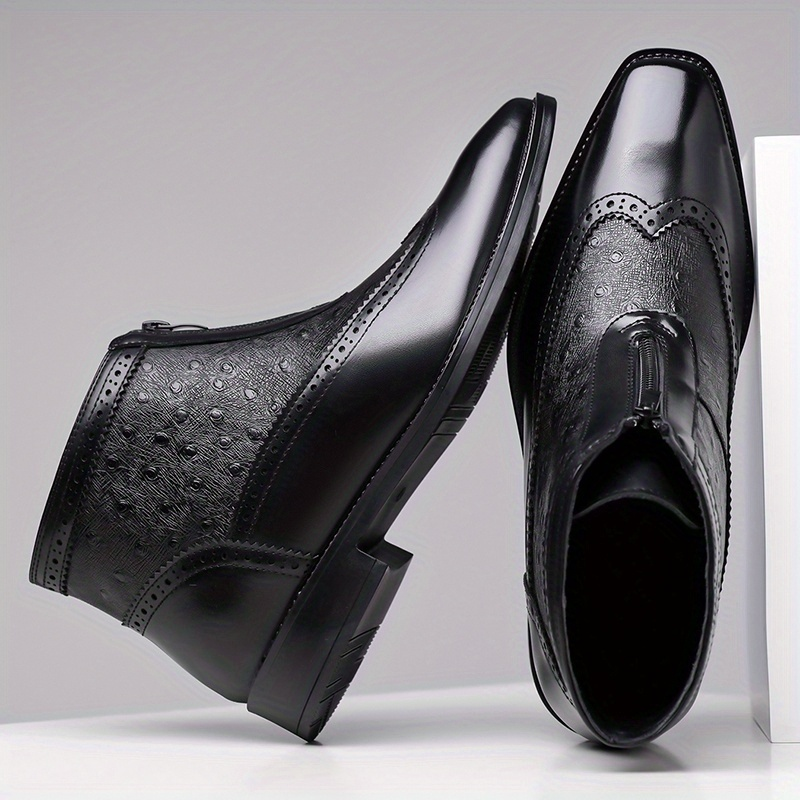 Devin - Men's Brogue Zip Ankle Boots